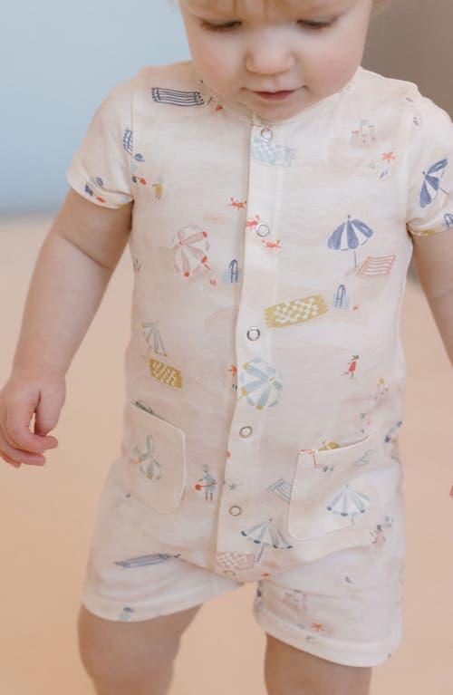 Shop Pehr Beach Print Organic Cotton Romper In Sand