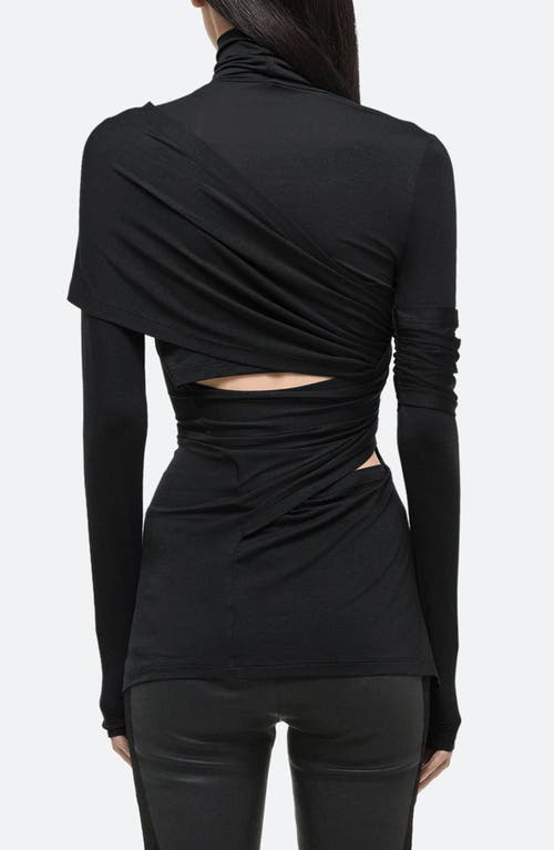 Shop Helmut Lang Protection Draped Asymmetric Turtleneck Top In Black