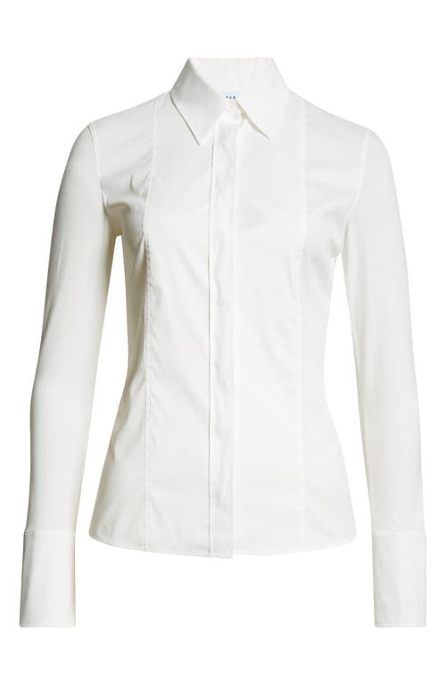 Akris Punto Mixed Media Button-up Shirt In Cream