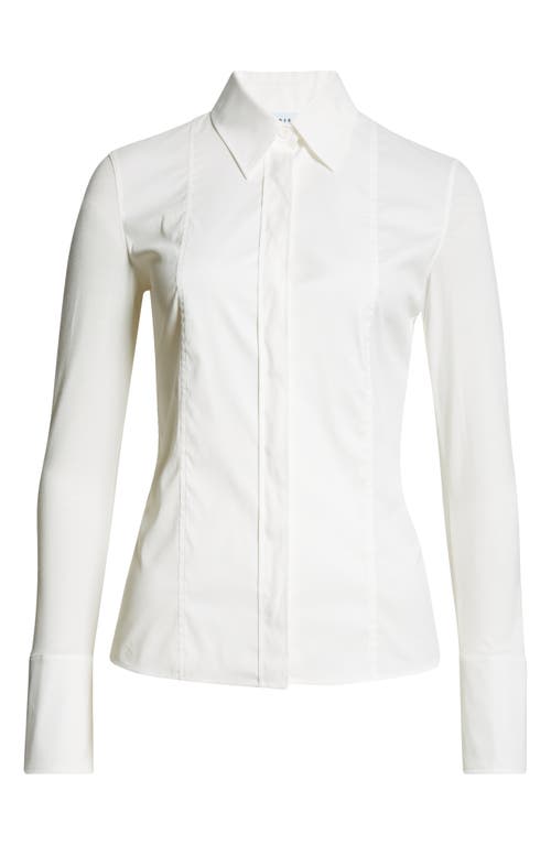 Shop Akris Punto Mixed Media Button-up Shirt In Cream