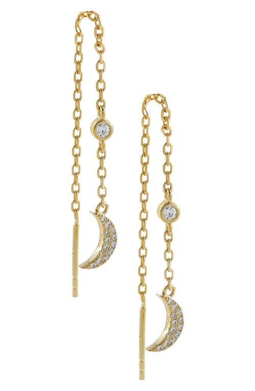 Adina's Jewels Cubic Zirconia Crescent Moon Threader Earrings in Gold