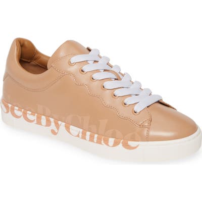 See By Chloe Essie Logo Low Top Sneaker, Beige