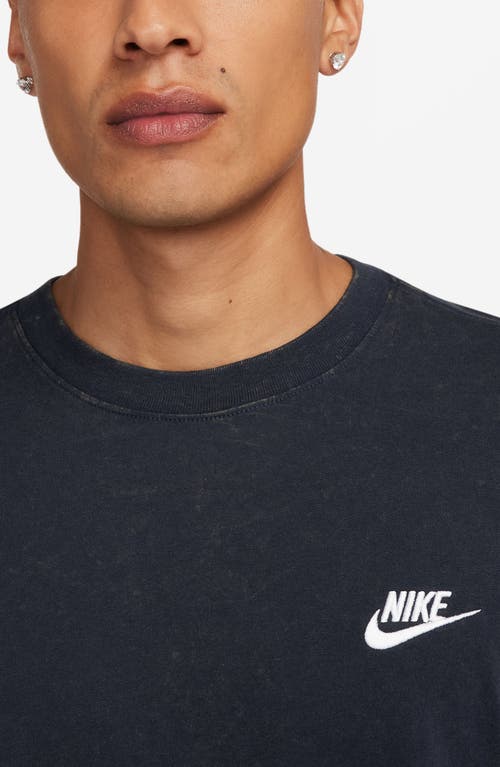 Shop Nike Sportswear Embroidered Logo T-shirt In Obsidian