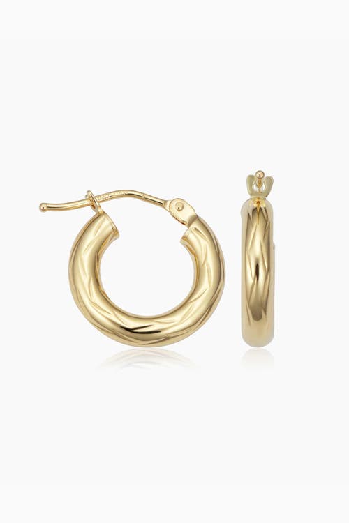 Oradina 14k Yellow Gold Day And Night Mini Hoops In Yellow Gold
