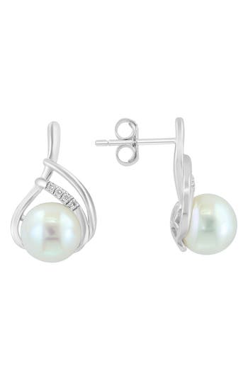 Effy Freshwater Pearl & Diamond Stud Earrings In White