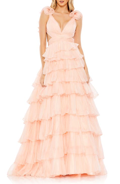 Tiered Ruffle Tulle Gown