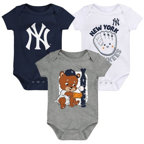 Newborn & Infant Navy/White/Gray New York Yankees Change Up 3-Pack Bodysuit Set