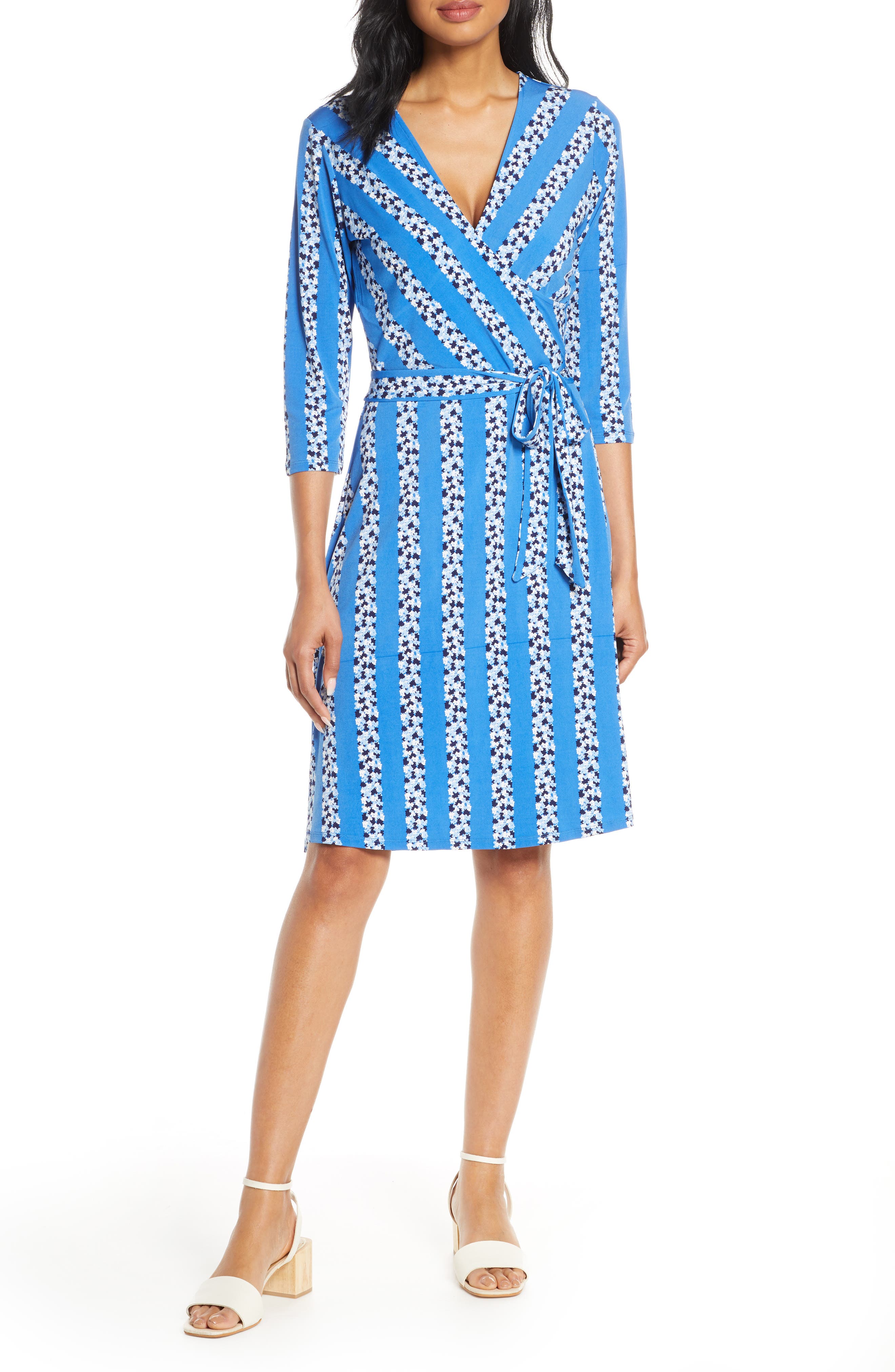 Leota Print Jersey Faux Wrap Dress