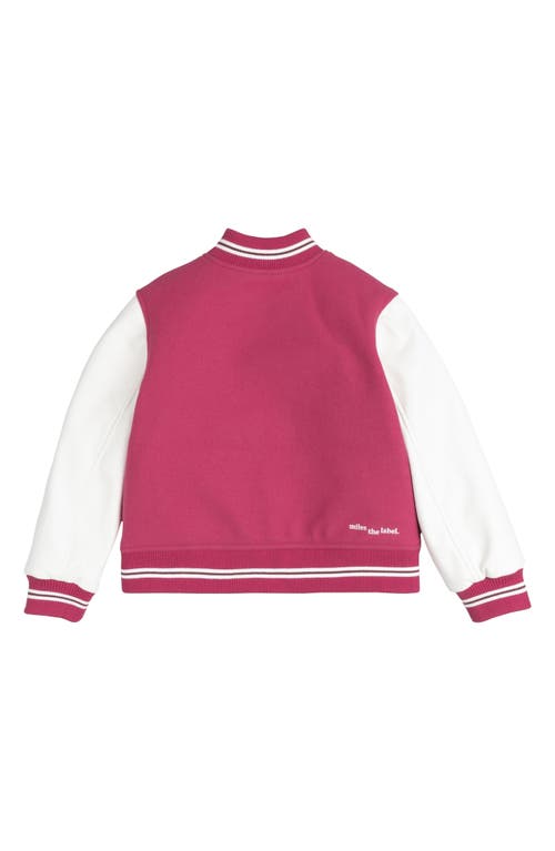 Shop Miles The Label Kids' Varsity Jacket In Pink Dark