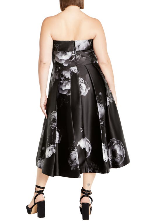 Shop City Chic Tiffany Bloom Strapless Dress In Black Bloom