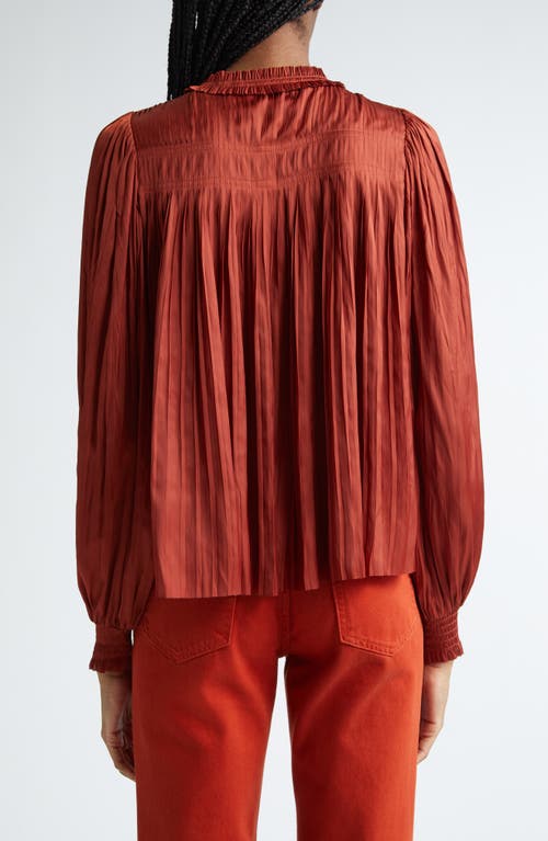 Shop Ulla Johnson Leah Split Neck Satin Top In Tierra