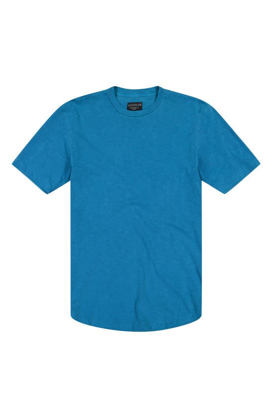 Shop Goodlife Sun Faded Slub Scallop Crew T-shirt In Mykonos Blue