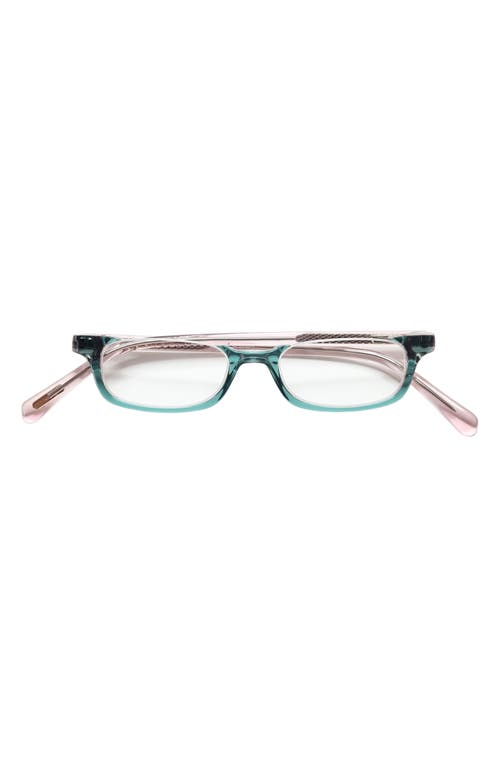 What Inheritance 47mm Rectangular Reading Glasses in Green/Blush/Clear