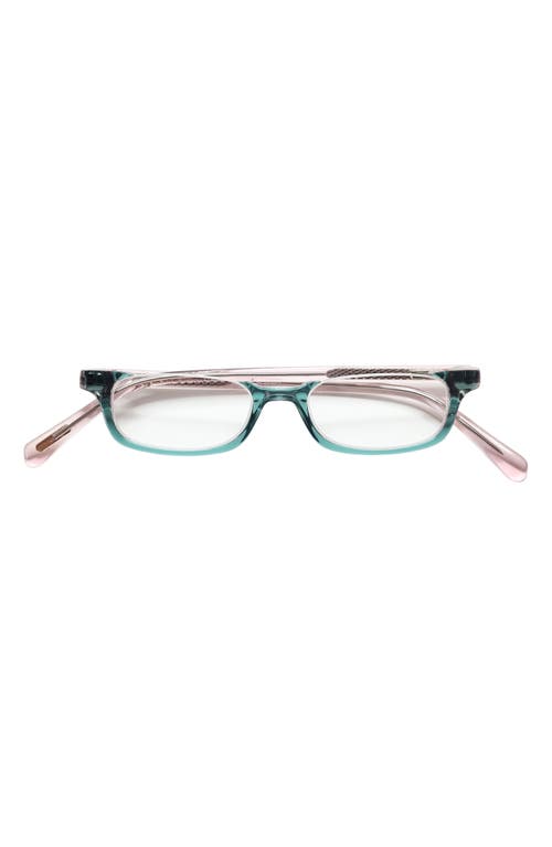 eyebobs What Inheritance 47mm Rectangular Reading Glasses in Green/Blush/Clear at Nordstrom, Size +1.50