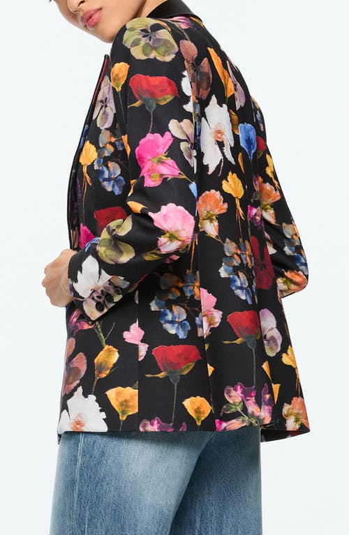 Shop Alice And Olivia Alice + Olivia Hundley Floral Single Breasted Velvet Blazer In Timeless Blossom