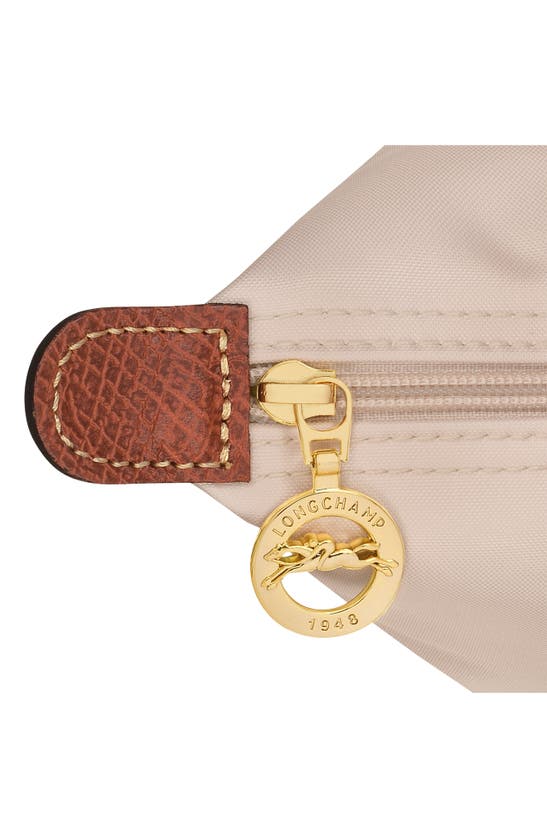 Longchamp 'm Le Pliage Original' White Shoulder Bag With Embossed Logo In Paper