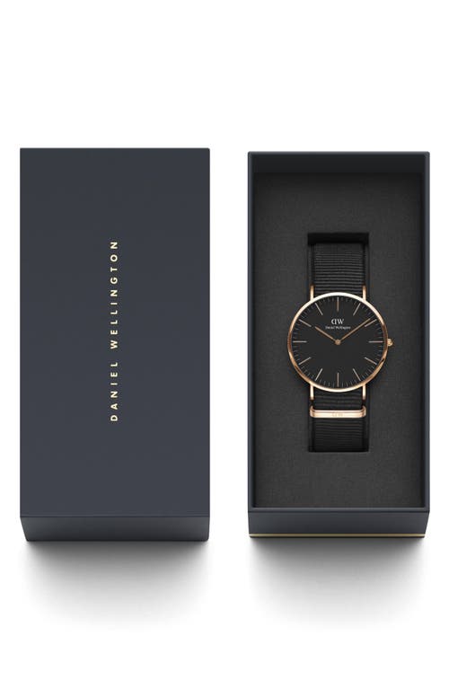 Shop Daniel Wellington Classic Cornwall Nato Strap Watch, 40mm In Rose Gold/black