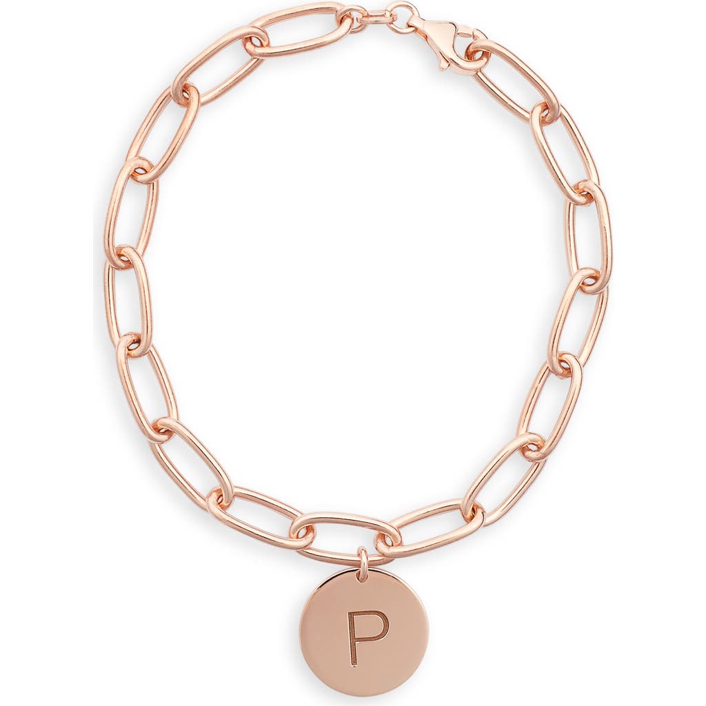 Meshmerise Initial Disc Charm Bracelet In Rose-p