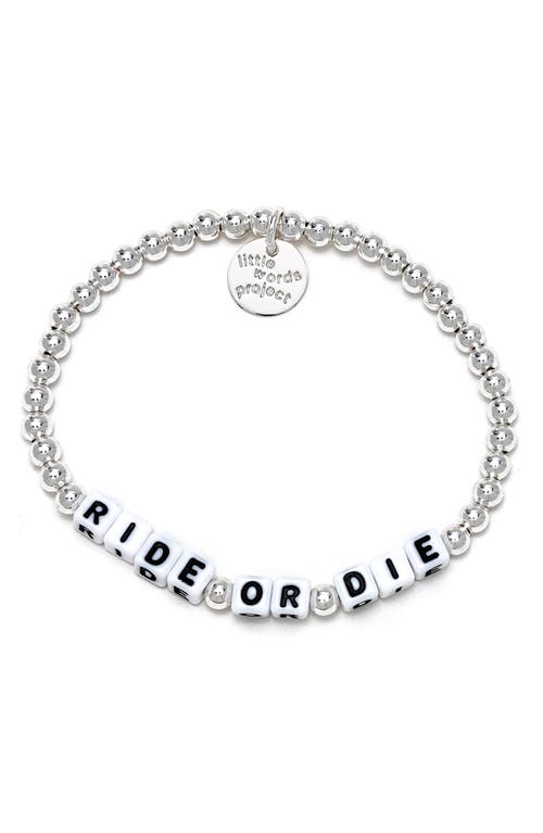 Ride or Die Beaded Stretch Bracelet in Silver