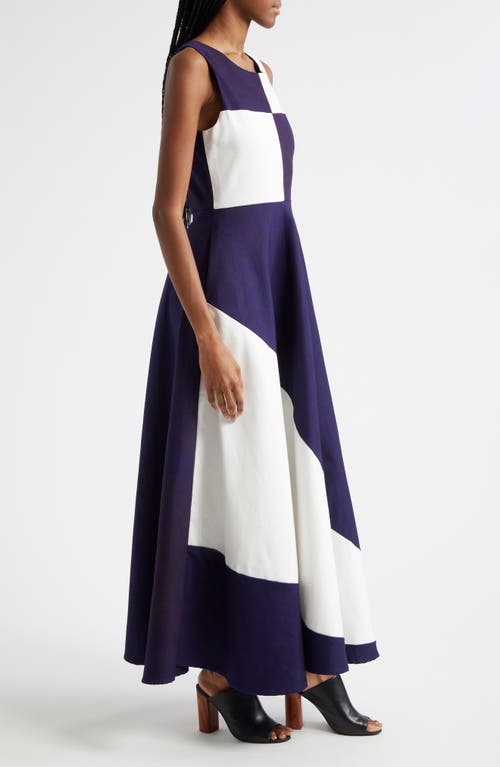 Shop Busayo Dami Colorblock A-line Dress In Indigo Blue, White