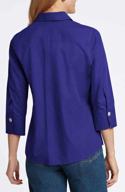 Shop Foxcroft Paityn Button-up Blouse In Majestic Blue