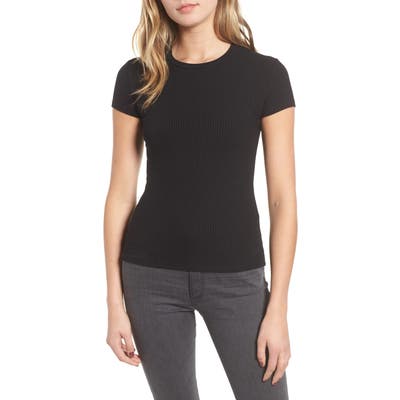 Amour Vert Diana Ribbed Tee, Black