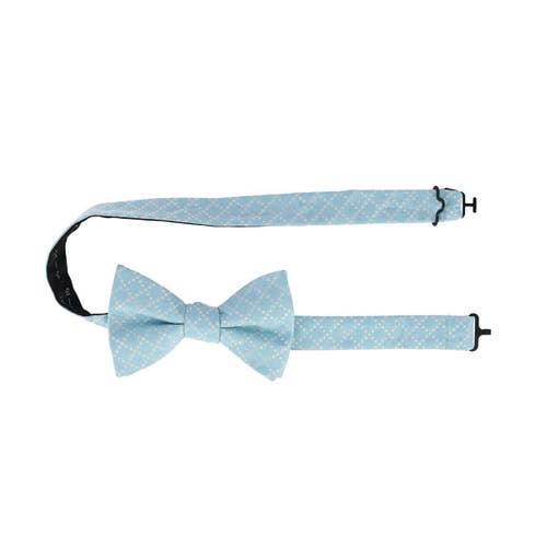 Trafalgar Rowan Geometric Pattern Silk Bow Tie In Light Blue