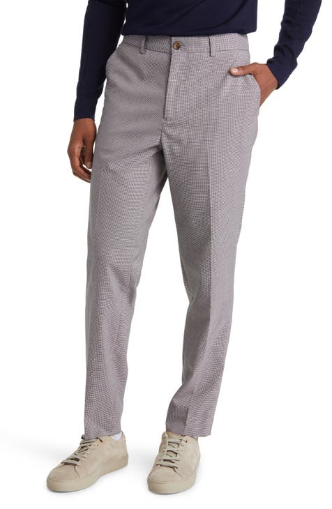 Irving Slim Tapered Leg Flat Front Micropattern Stretch Chinos