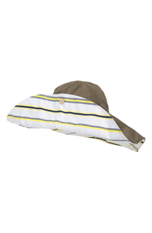 Shop Ganni Wide Brim Sun Hat In Mix Stripe Yellow/pear