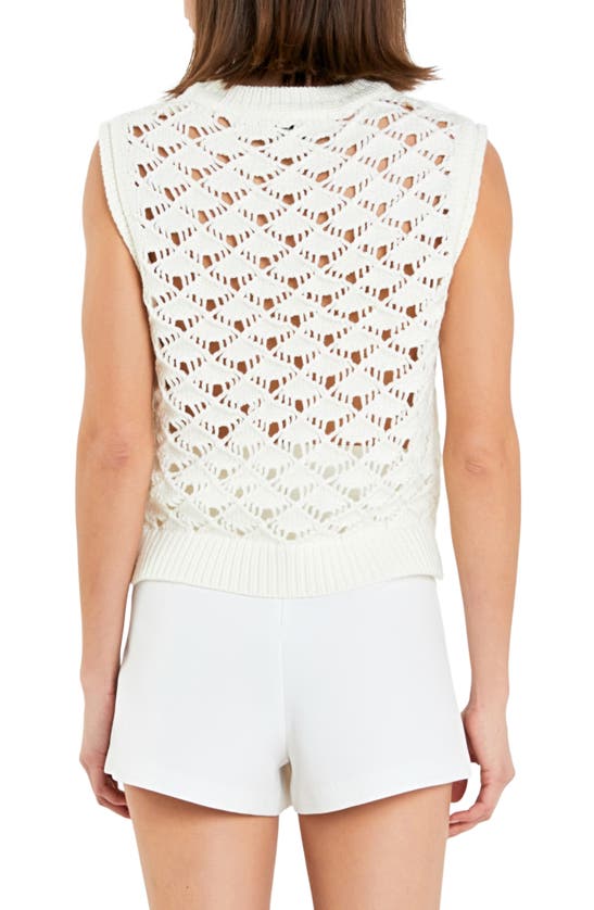 Shop English Factory Open Knit Sleeveless Sweater In White