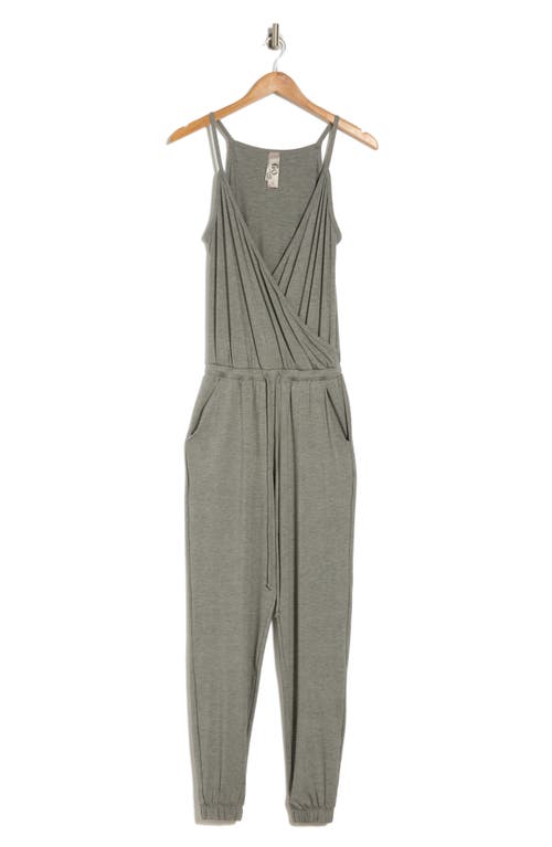 Go Couture Sleeveless Drawstring Jumpsuit In Warm Heather Grey