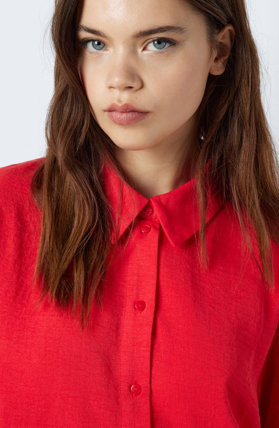 Noisy May Kara Crop Button-up Shirt In Bittersweet