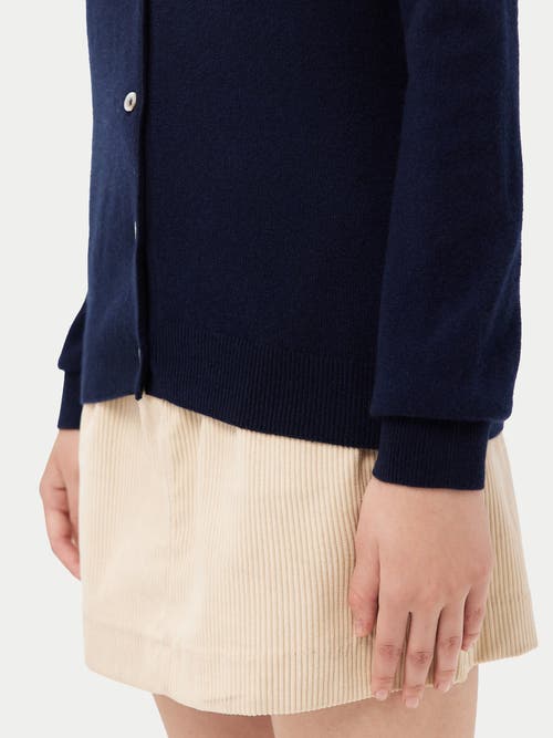 Shop Gobi Cashmere Crew Neck Cardigan In Brilliant Navy