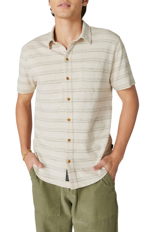 Lucky Brand Stripe Short Sleeve Cotton Blend Button-Up Shirt Multi at Nordstrom,