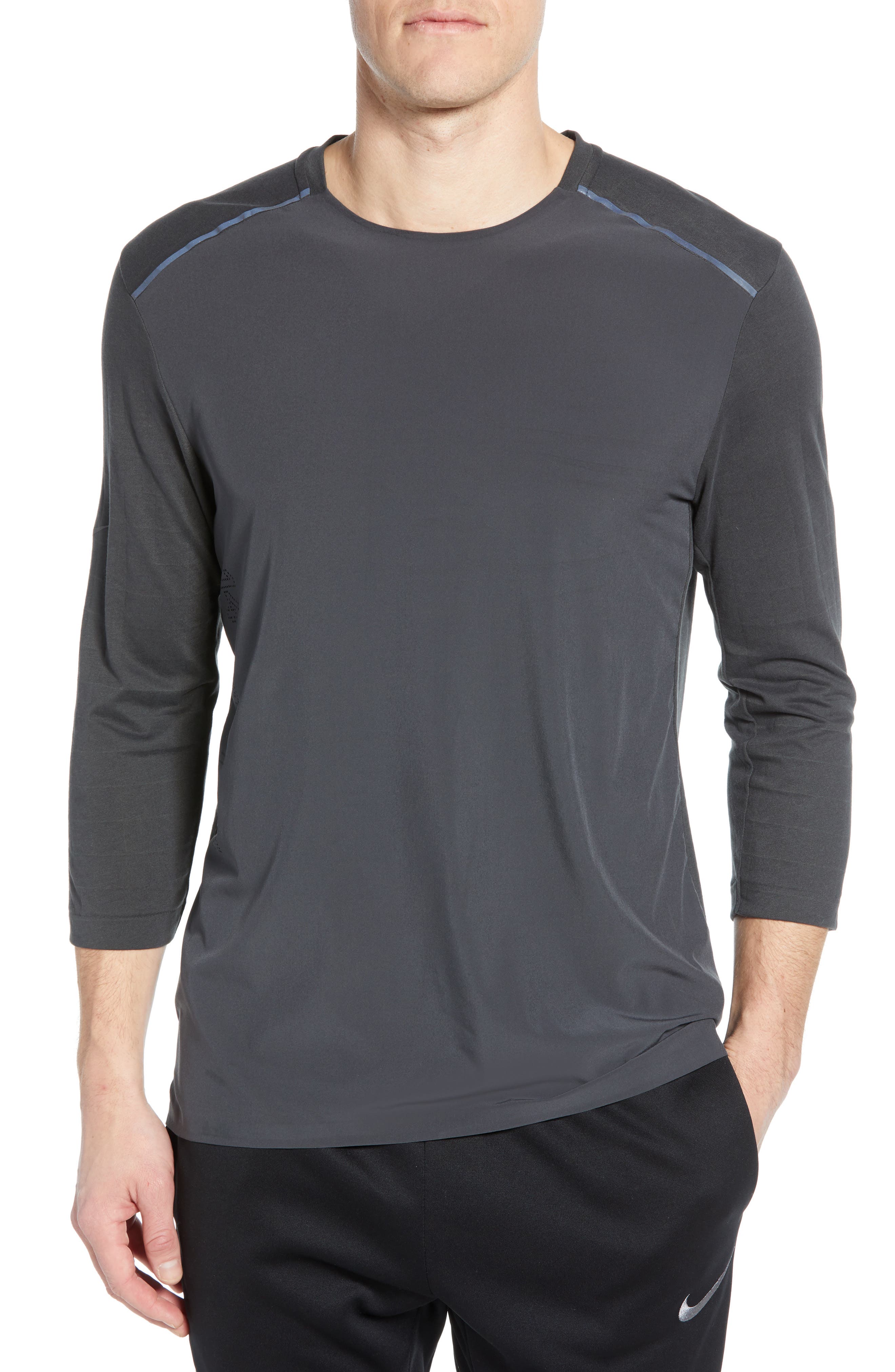 Nike Rise 365 Three Quarter Sleeve T-Shirt Grey
