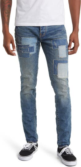 Square Patch Repaired Skinny Jeans