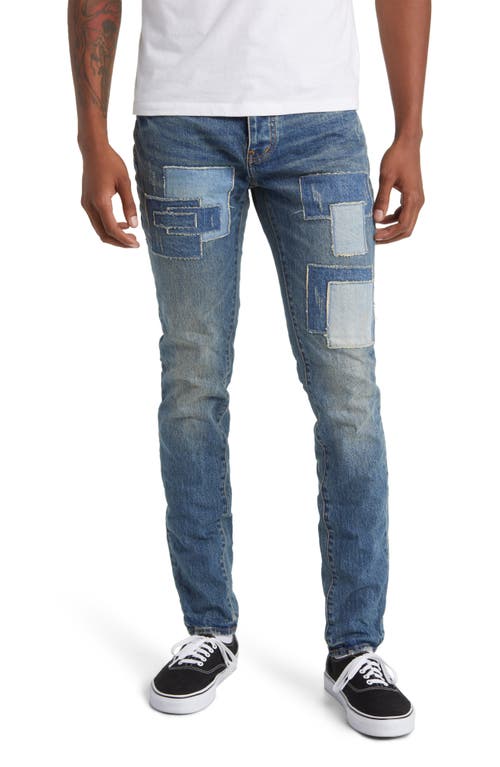 Shop Purple Brand Square Patch Repaired Skinny Jeans In Dk Indigo