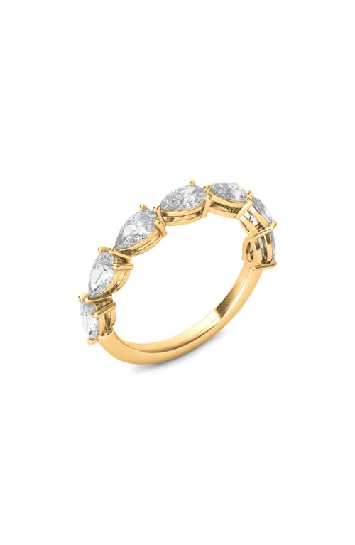 HauteCarat Pear Cut Lab Created Diamond Half Eternity Ring in 18K White Gold