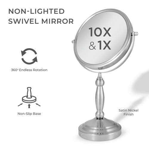 Zadro Makeup Mirror With 10x/1x Magnifications In Satin Nickel