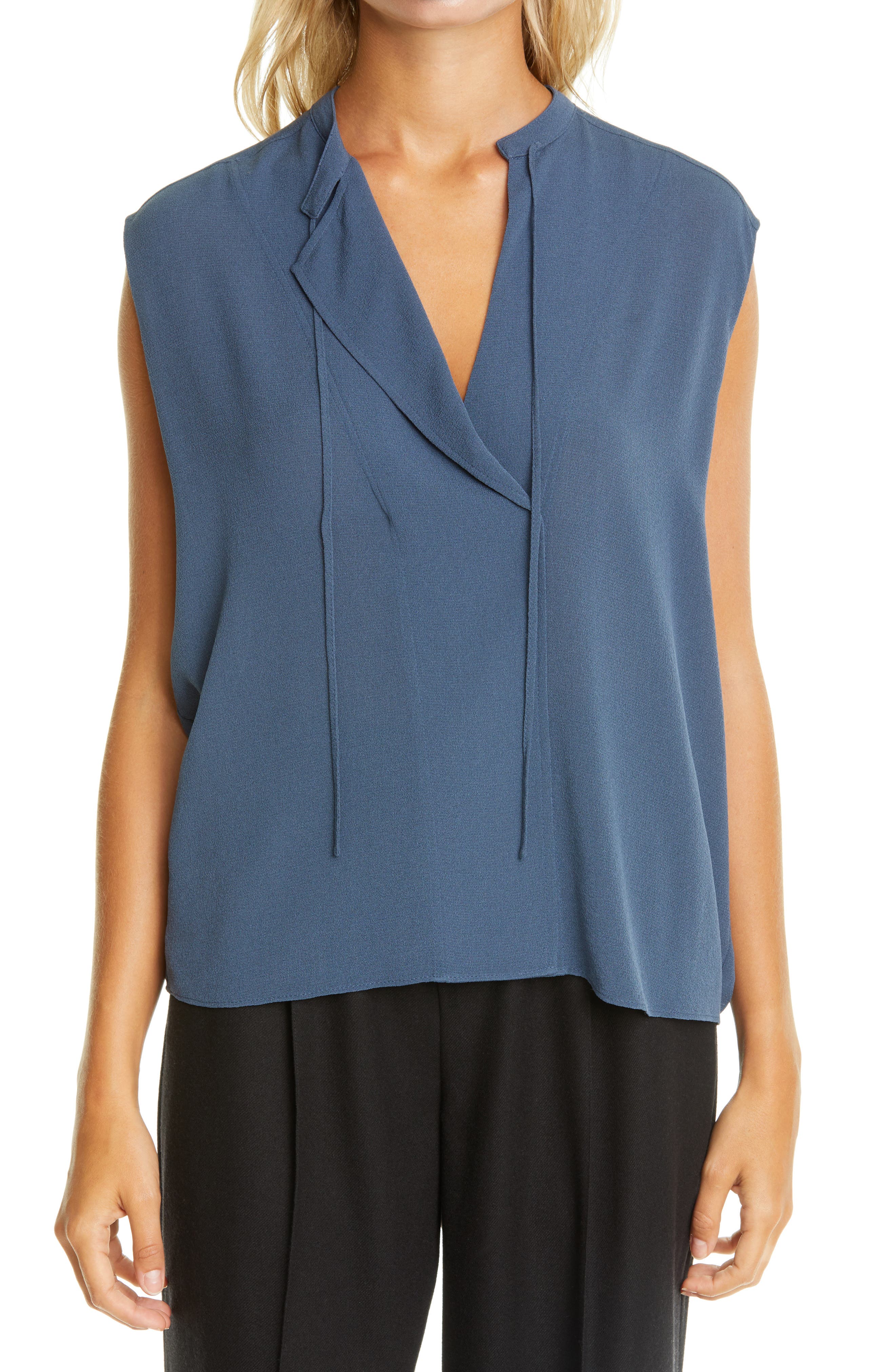 blue silk shirt womens