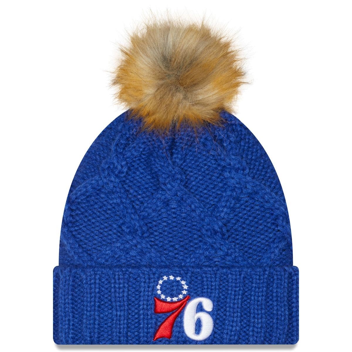 New Era Women's New Era Royal Philadelphia 76ers Luxe Cuffed Knit Hat with Pom at Nordstrom