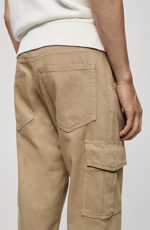 Mango Regular Fit Cargo Jeans In Khaki