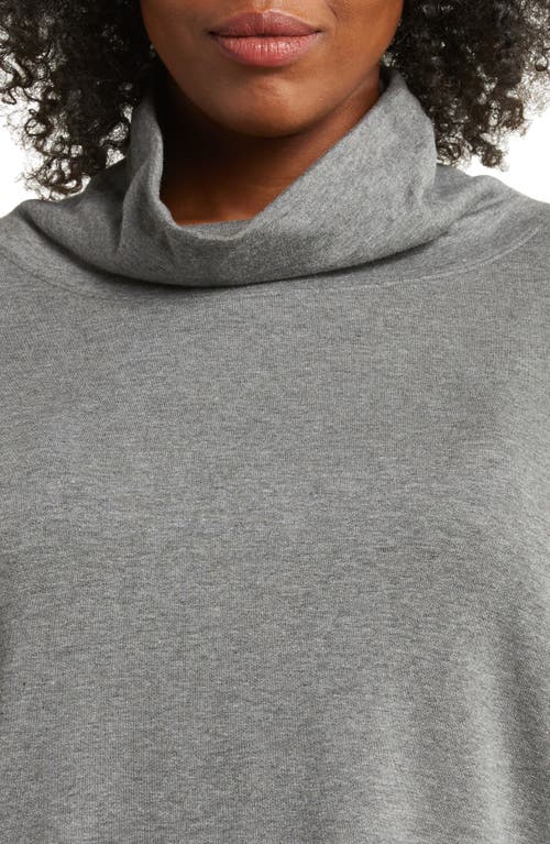Eileen Fisher Drapey Funnel Neck Brushed Terry Tunic In Ash