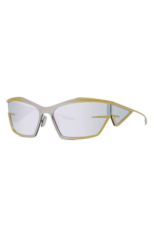 Shop Givenchy Gv Cut 66mm Mirrored Oversize Geometric Sunglasses In Shiny Yellow/smoke Mirror