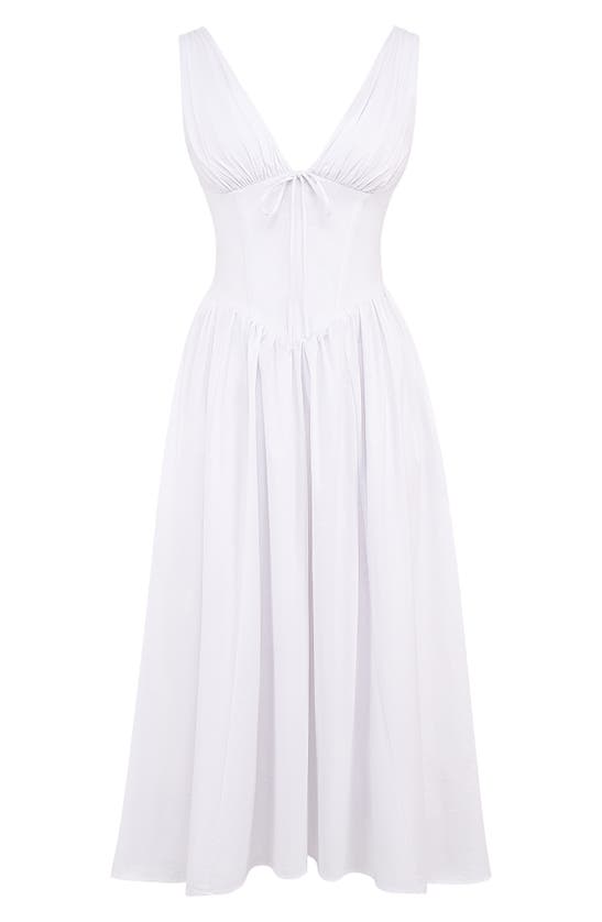 Shop House Of Cb Emmelina Sleeveless Stretch Poplin Midi Dress In White