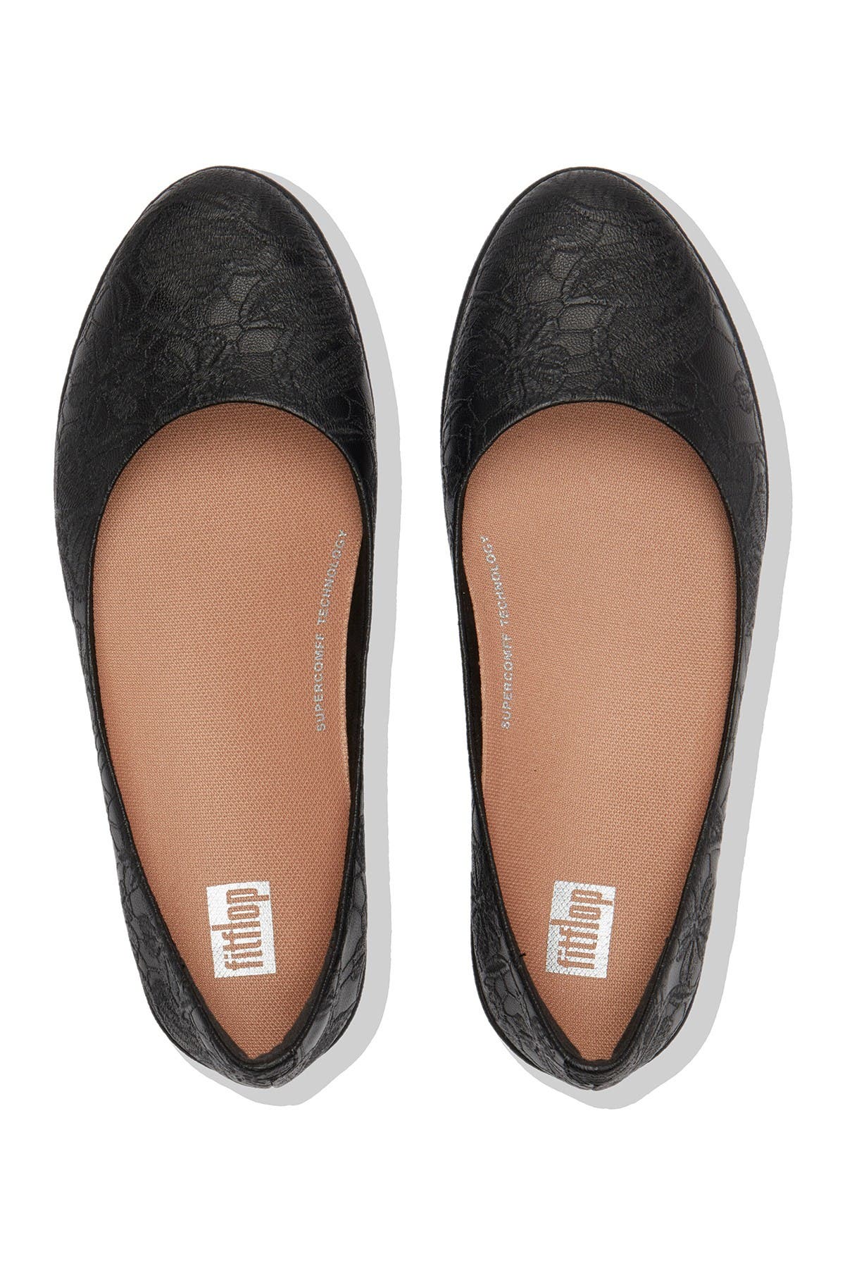 Fitflop Varya Flower Embossed Ballet Flat In Open Grey30