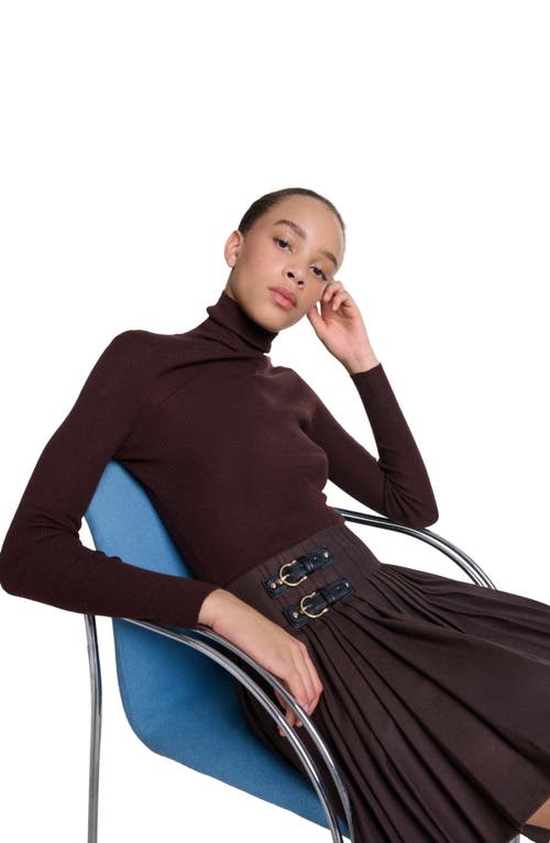 Maje Wool-silk Sweater In Brown