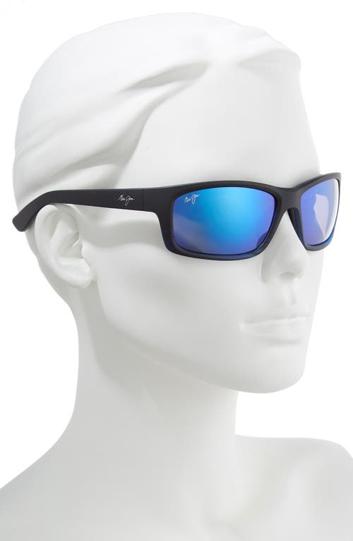 Maui Jim Kanaio Coast 61mm Polarizedplus2® Rectangular Sunglasses In Matte/blue/black Stripe