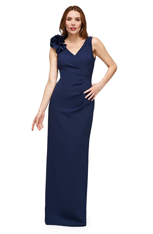 Shop Js Collections Anais Sleeveless Column Gown In Deep Navy