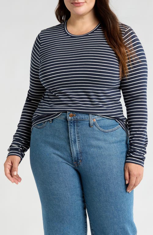 Shop Caslonr Caslon(r) Stripe Crewneck Top In Navy- Ivory Carlotta Stripe